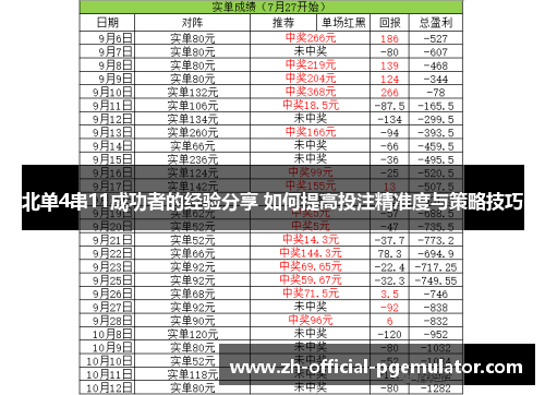 北单4串11成功者的经验分享 如何提高投注精准度与策略技巧